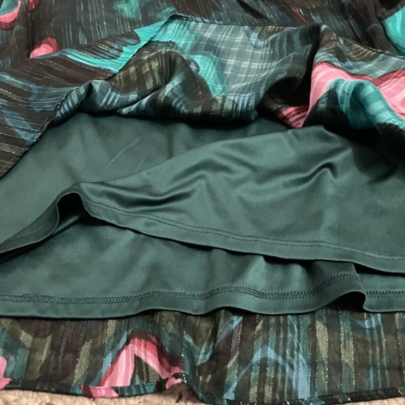 Nine West Ruffle Sleeve Blouson Mini Dress Women Medium Green Whimsigoth Shimmer - Picture 11 of 15